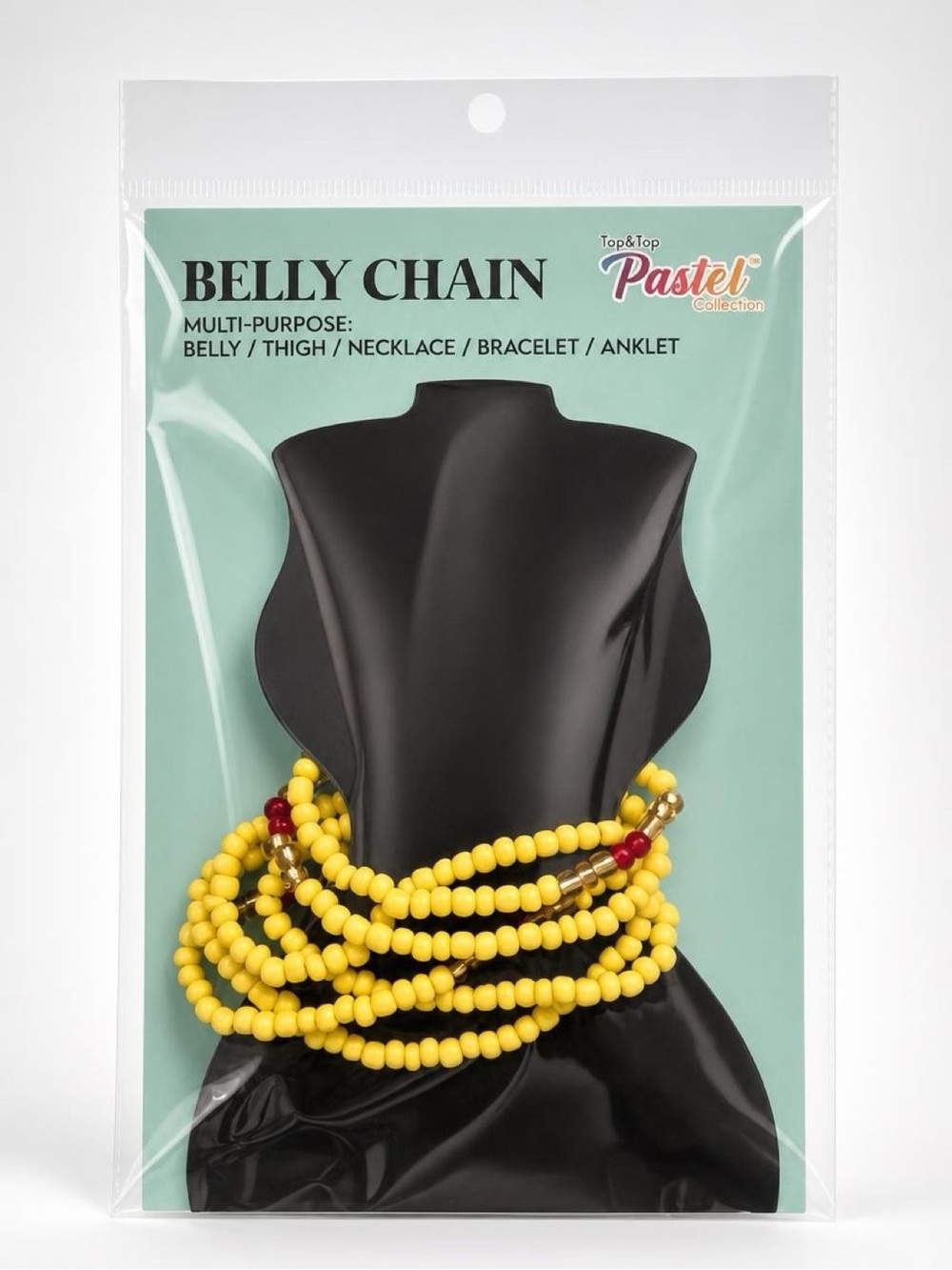 Top&Top Pastel Yellow Beaded Multi-Purpose Belly Chain Jewelry